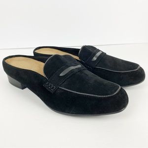 Clarks Black Suede Slip-On Mules
